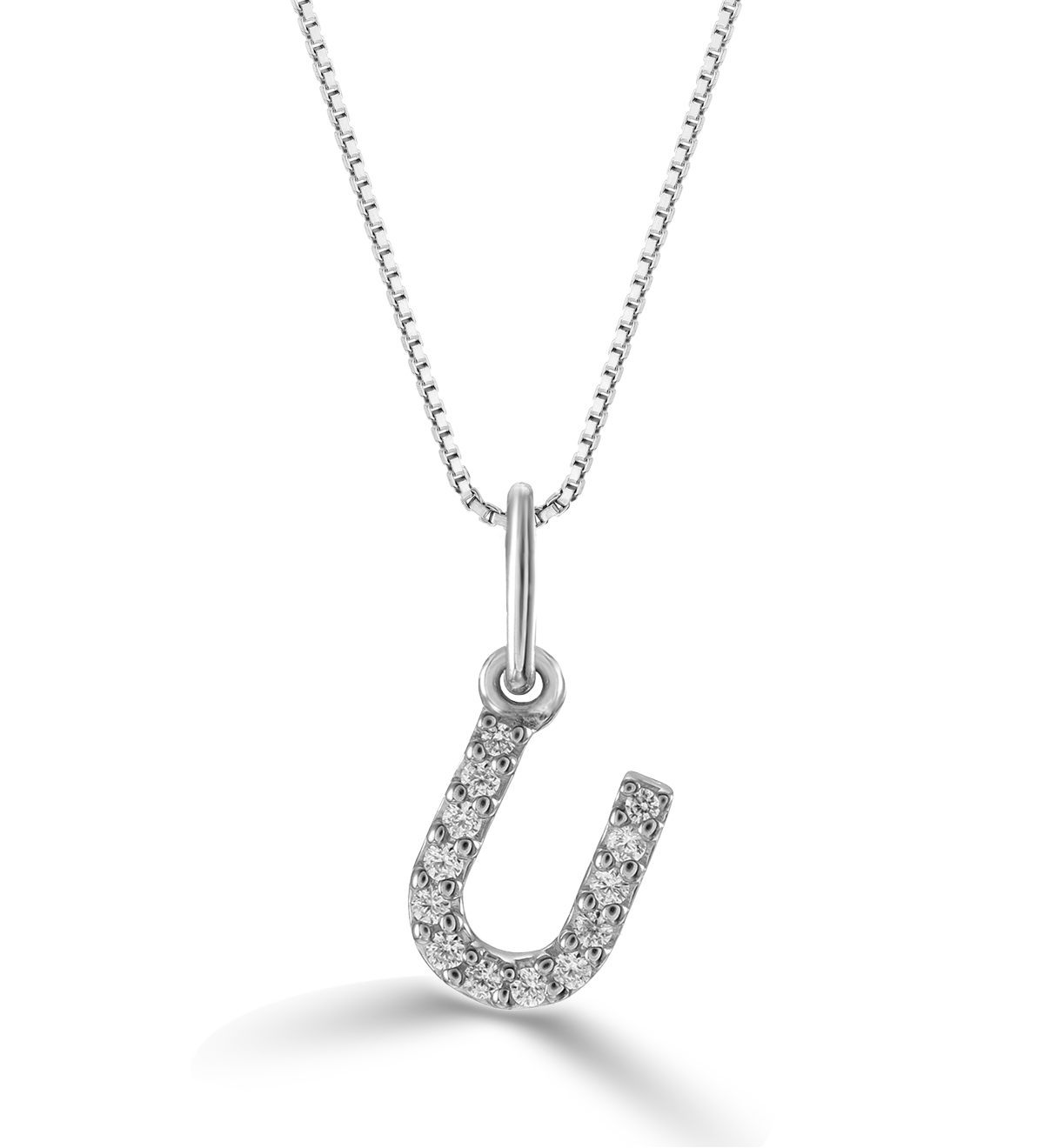 0.05 ct T.W. Diamonds "U" Initial Pendant in 10K White Gold