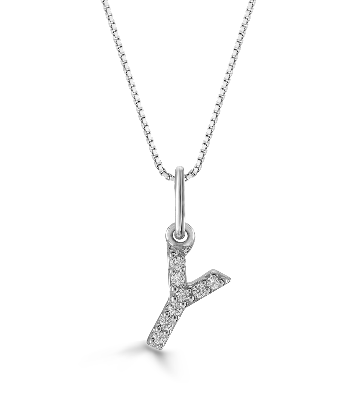 0.05 ct T.W. Diamonds "Y" Initial Pendant in 10K White Gold