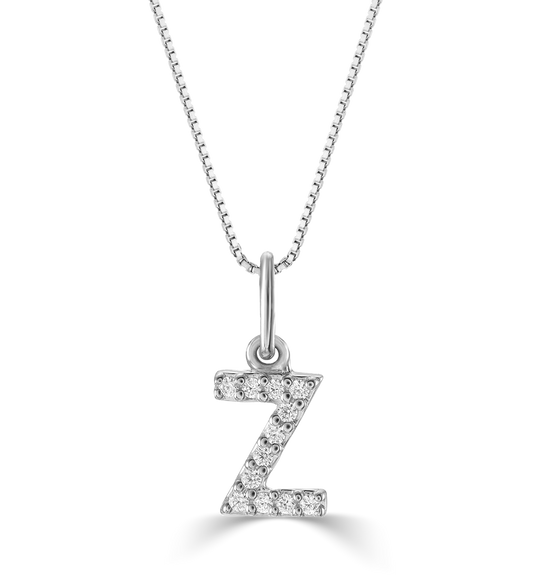 0.05 ct T.W. Diamonds "Z" Initial Pendant in 10K White Gold