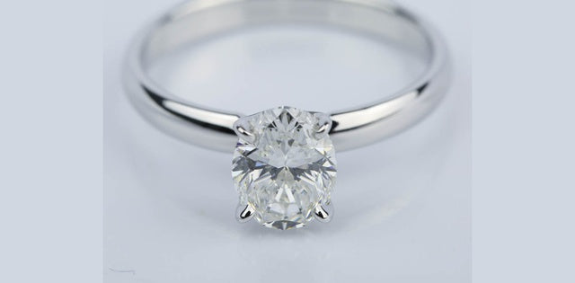 1.50 ct T.W.-14K White Gold Lab Oval Diamond Solitaire Engagement Ring-