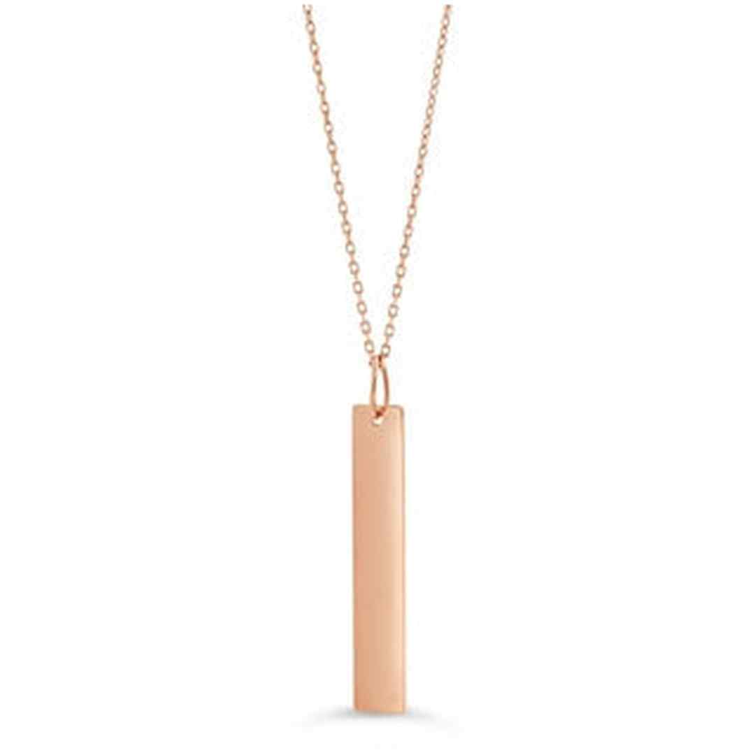 10K Rose Gold Vertical Engravable Tag Necklace