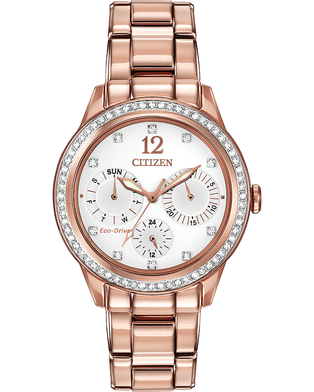 Citizen Eco-Drive Silhouette Crystal Rose-tone Watch(Model FD2013-50A)