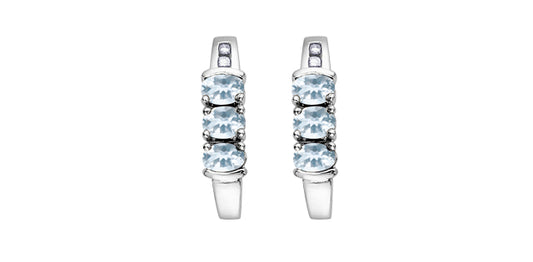 Aquamarine & Diamond Stud Earrings in White Gold
