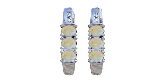 Opal & Diamond Stud Earrings in White Gold