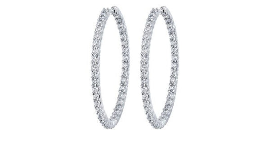 3.00 ct. T.W Canadian Diamond White Gold Hoops Earrings