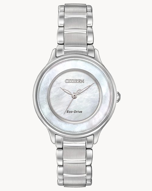Citizen Eco Drive Circle of Time Silver-Tone Watch with Mother of Pearl (Model EM0380-81D)
