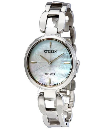 Citizen Eco-Drive Silver-tone Watch with Mother of Pearl dial  (Model EM0420-54D)