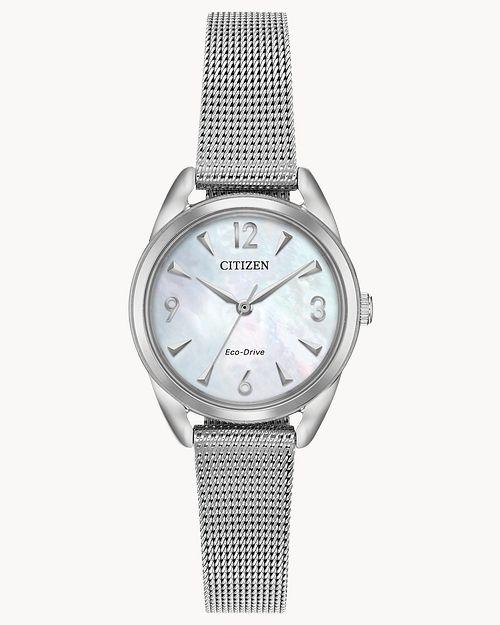 Citizen Eco-Drive Drive Silver-Tone Mother of Pearl Watch (Model EM0680-53D)