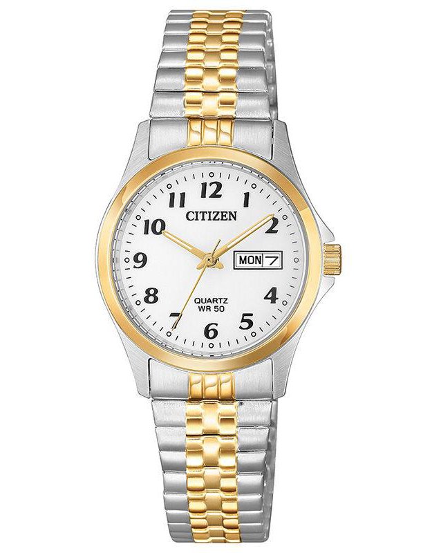 Citizen Quartz Two-Tone Expansion Watch with White Dial (Model EQ2004-95A)