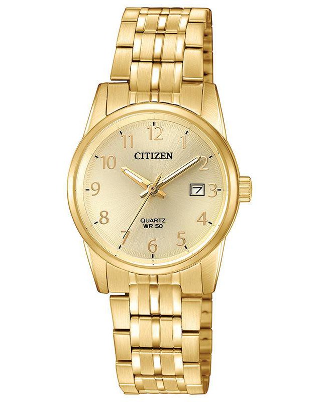 Citizen Quartz Gold-Tone Watch with Champagne Dial (Model EU6002-51Q)