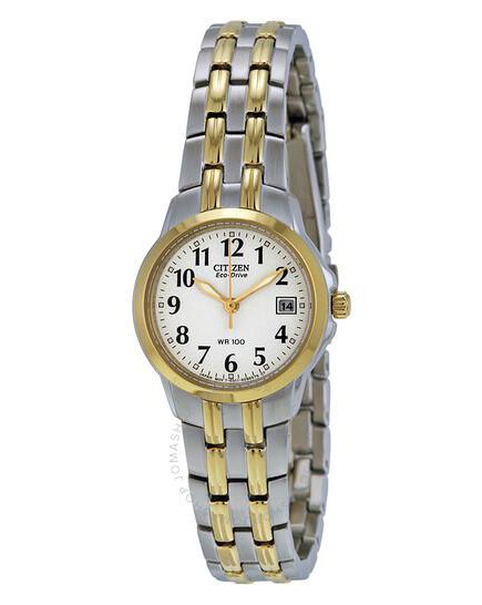 Citizen Eco-Drive Two-Tone Watch with White Dial (Model EW1544-53A)