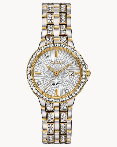 Citizen Eco-Drive® Silhouette Crystal Two-tone Watch (Model EW2344-57A)