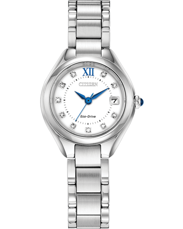 Citizen Eco-Drive Silhouette Crystal Accent Silver-tone Watch with White Dial (Model EW2540-83A)