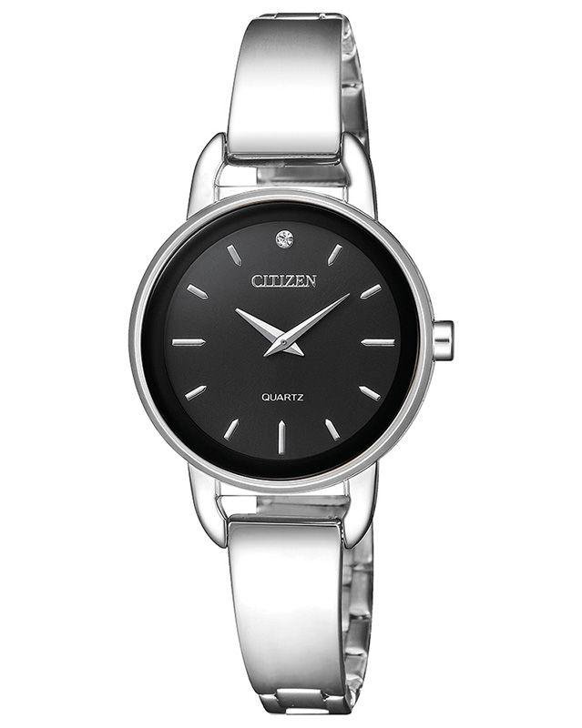 Citizen Quartz Crystal Accent Bangle Watch with Black Dial (Model EZ6370-56E)