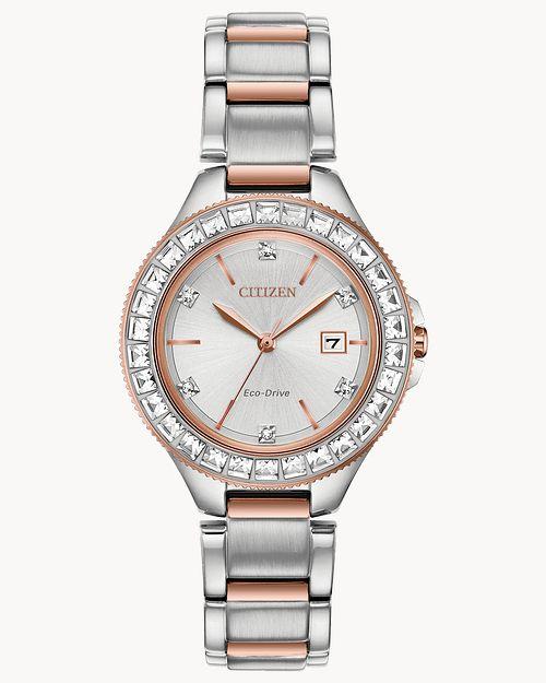 Citizen Eco-Drive Silhouette Crystal Two-Tone Watch (Model FE1196-57A)