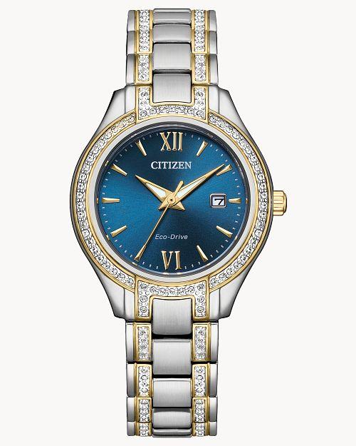 Citizen Eco-Drive Silhouette Crystal Two-Tone Watch (Model FE1234-50L)