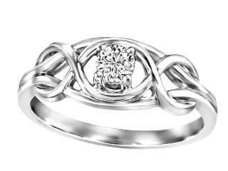 0.12 ct T.W. Intertwined Candian Diamond White Gold Ladies Ring