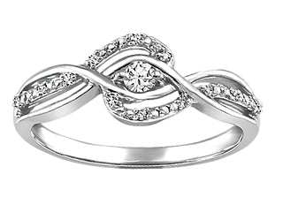 0.07 ct T.W. Diamond Frame Twist White Gold Ladies Ring