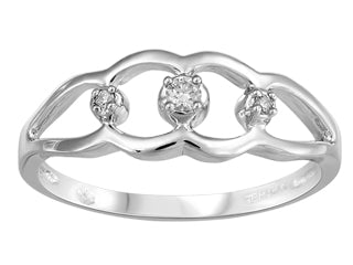 0.03 ct T.W. Past-Present-Future Diamonds White Gold Ladies Ring