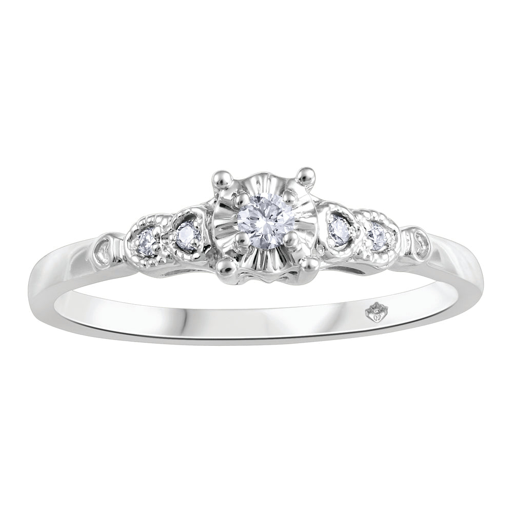 0.05 ct T.W. Vintage-Style White Gold Ladies Ring