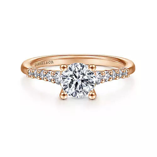Gabriel & Co-14k Rose Gold Round Diamond Engagement Ring - 0.24 ct