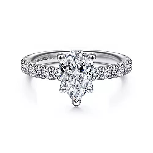 Alina-14k White Gold Hidden Halo Pear Shape Diamond Engagement Ring - 0.51 ct