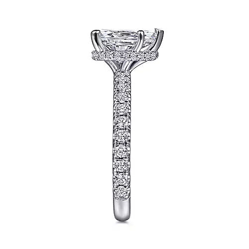 Gabriel & Co-14k White Gold Hidden Halo Pear Shape Diamond Engagement Ring - 0.51 ct