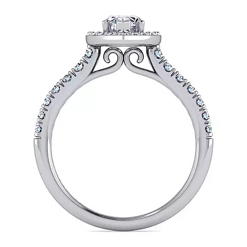 Gabriel & Co-14k White Gold Marquise Halo Diamond Engagement Ring - 0.54 ct