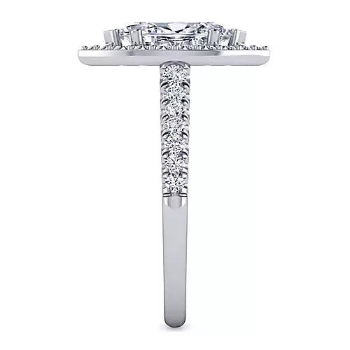 Gabriel & Co-14k White Gold Marquise Halo Diamond Engagement Ring - 0.54 ct