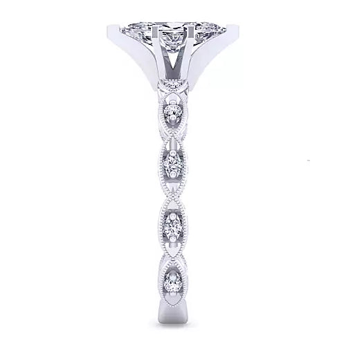 Gabriel & Co-14k White Gold Marquise Shape Diamond Engagement Ring - 0.12 ct