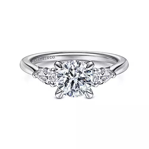 Gabriel & Co-14k White Gold Round 3 Stone Diamond Engagement Ring - 0.28 ct