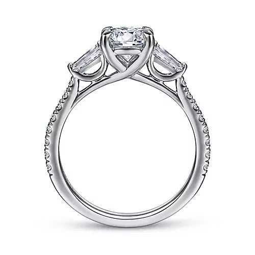 Gabriel & Co-14k White Gold Round 3 Stone Diamond Engagement Ring - 0.42 ct