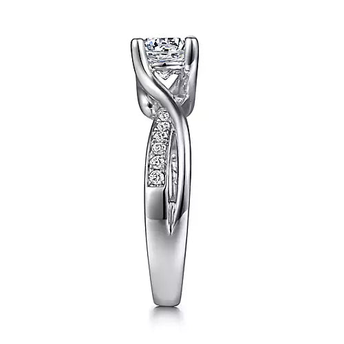 Gabriel & Co-14k White Gold Round Bypass Diamond Engagement Ring - 0.14 ct