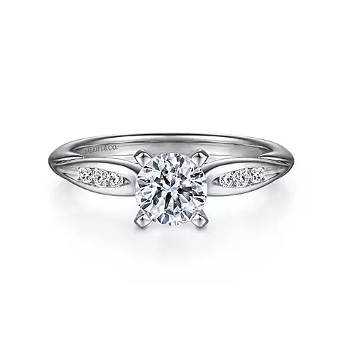 Gabriel & Co-14K White Gold Round Diamond Engagement Ring