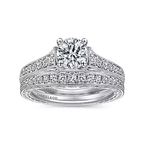 Gabriel & Co- 14K White Gold Round Diamond Engagement Ring