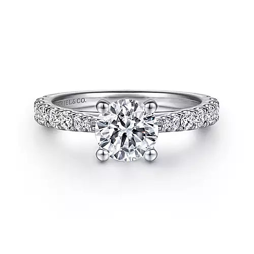 Gabriel & Co- 14k White Gold Round Diamond Engagement Ring-0.53 ct