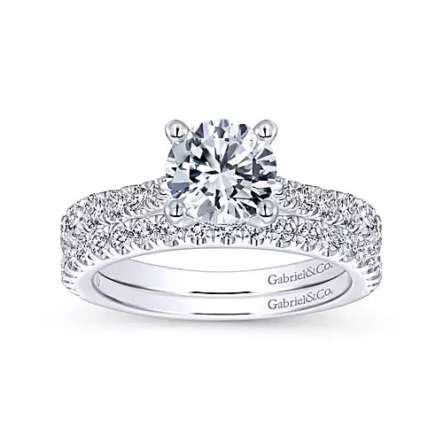 Gabriel & Co- 14k White Gold Round Diamond Engagement Ring-0.53 ct