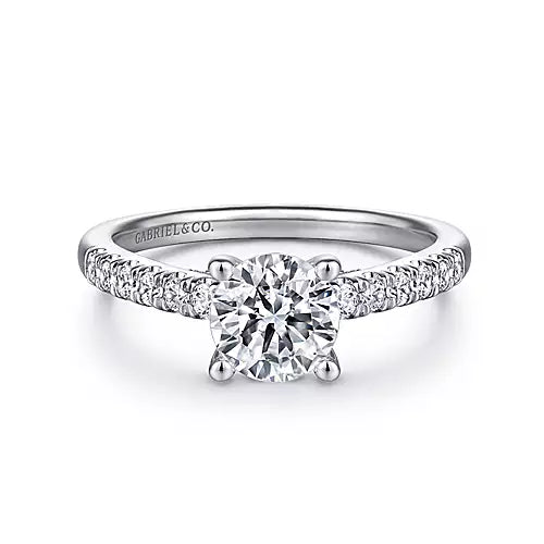 Jones-14k White Gold Round Diamond Engagement Ring - 0.39 ct