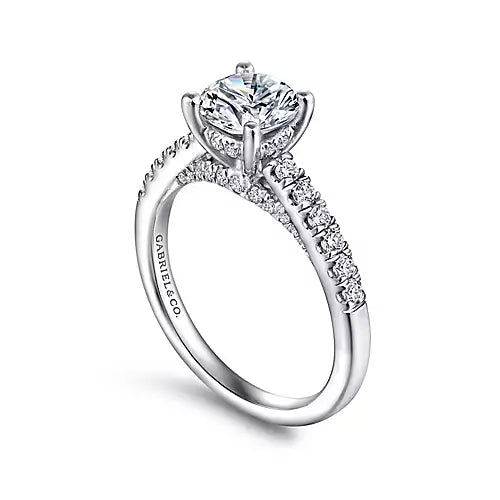 Gabriel & Co-14k White Gold Round Diamond Engagement Ring - 0.39 ct
