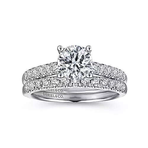 Gabriel & Co-14k White Gold Round Diamond Engagement Ring - 0.39 ct