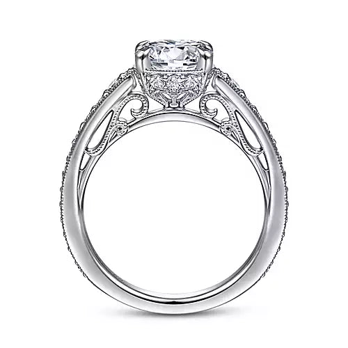Gabriel & Co-14k White Gold Round Diamond Engagement Ring - 0.48 ct