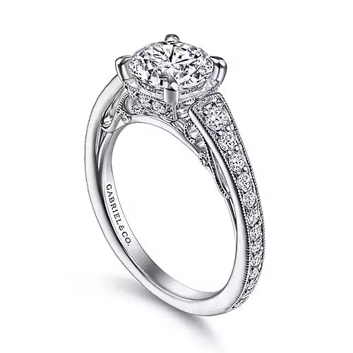 Gabriel & Co-14k White Gold Round Diamond Engagement Ring - 0.48 ct