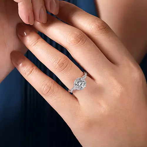 Gabriel & Co-14k White Gold Round Halo Diamond Engagement Ring - 0.38 ct