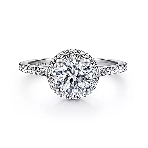 Carly-14k White Gold Round Halo Diamond Engagement Ring - 0.27 ct