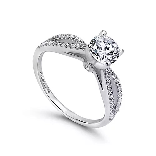 Gabriel & Co-14k White Gold Round Split Shank Diamond Engagement Ring - 0.14 ct