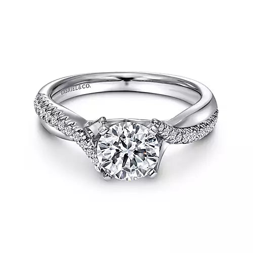 Scout-14K White Gold Round Twisted Diamond Engagement Ring