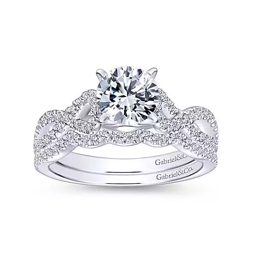 Gabriel & Co-14K White Gold Round Twisted Diamond Engagement Ring-0.35 ct