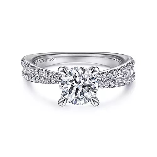 Eisley-14k White Gold Split Shank Round Diamond Engagement Ring - 0.42 ct