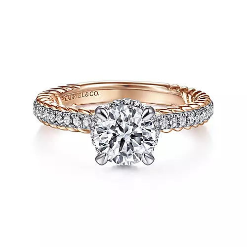 Vetta-14k White-rose Gold Round Diamond Engagement Ring - 0.28 ct