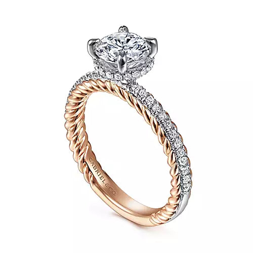 Gabriel & Co-14k White-rose Gold Round Diamond Engagement Ring - 0.28 ct
